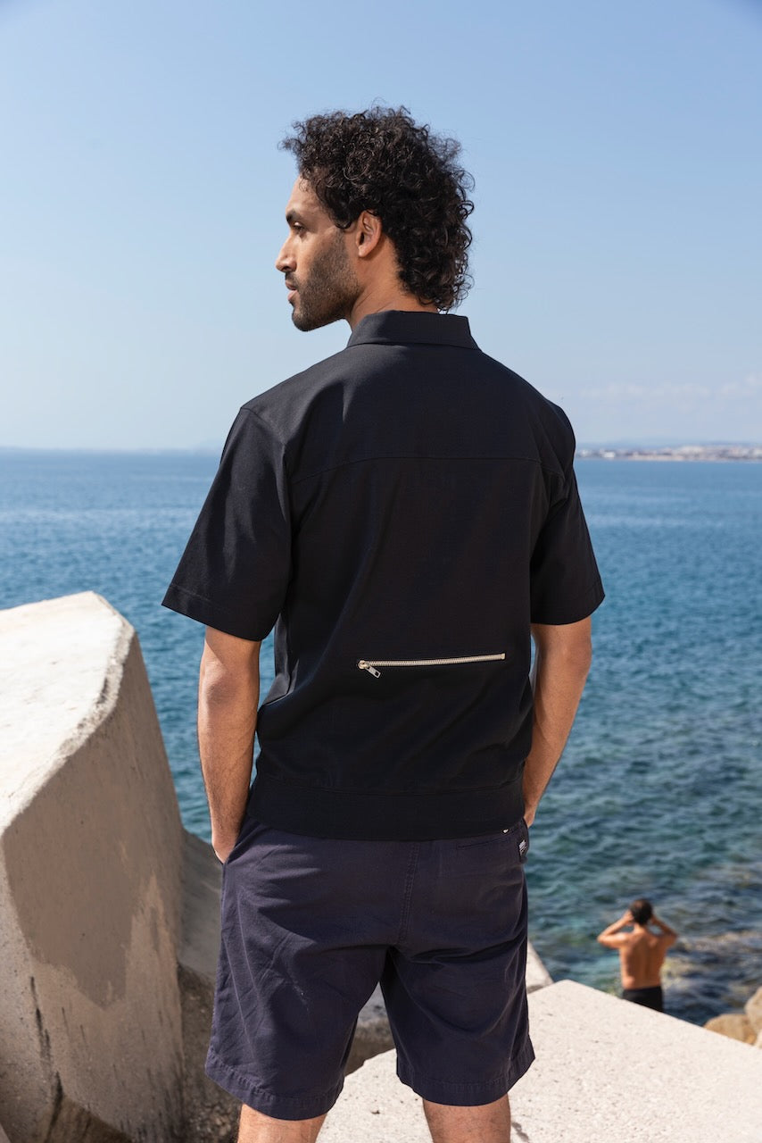 Café du Cycliste 短袖Polo衫 Authur Polo Shirt Black 男女共版 黑 - agnès b. 聯名