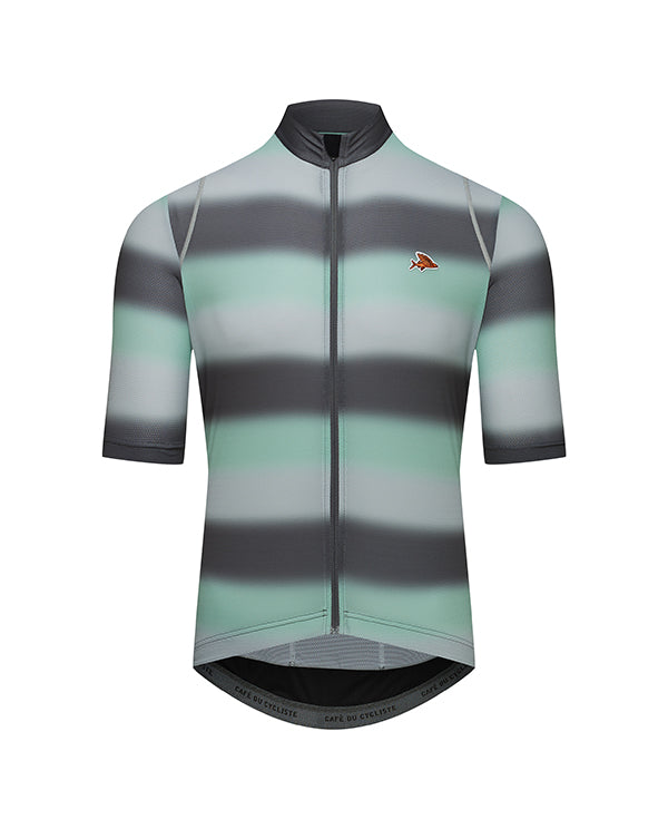 Café du Cycliste 車衣 Audax Mona Superlight Jersey Anthracite Agave 男款 漸層綠橫紋
