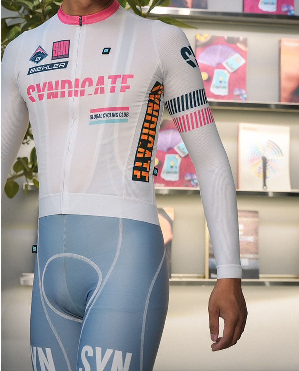 Biehler 薄長袖車衣Syndicate Race Team LS Jersey Sunday 男款 白