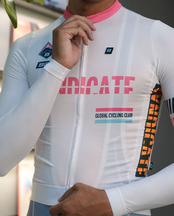 Biehler 薄長袖車衣Syndicate Race Team LS Jersey Sunday 男款 白
