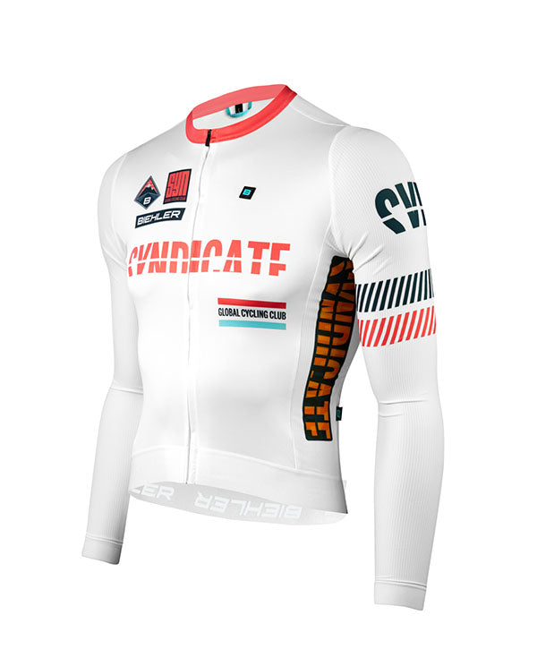 Biehler 薄長袖車衣Syndicate Race Team LS Jersey Sunday 男款 白