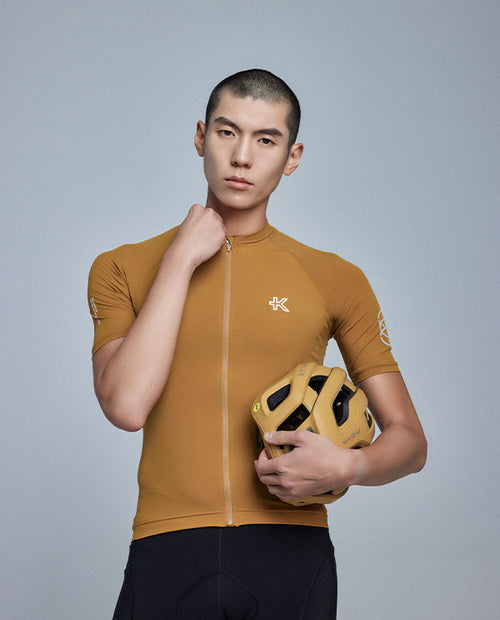 KPLUS經典男款短袖自行車衣-芥末黃