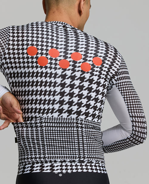 Pedla 車衣HoundsKNIT Training Jersey Monochrome 薄長袖 男款 黑白小千鳥格紋