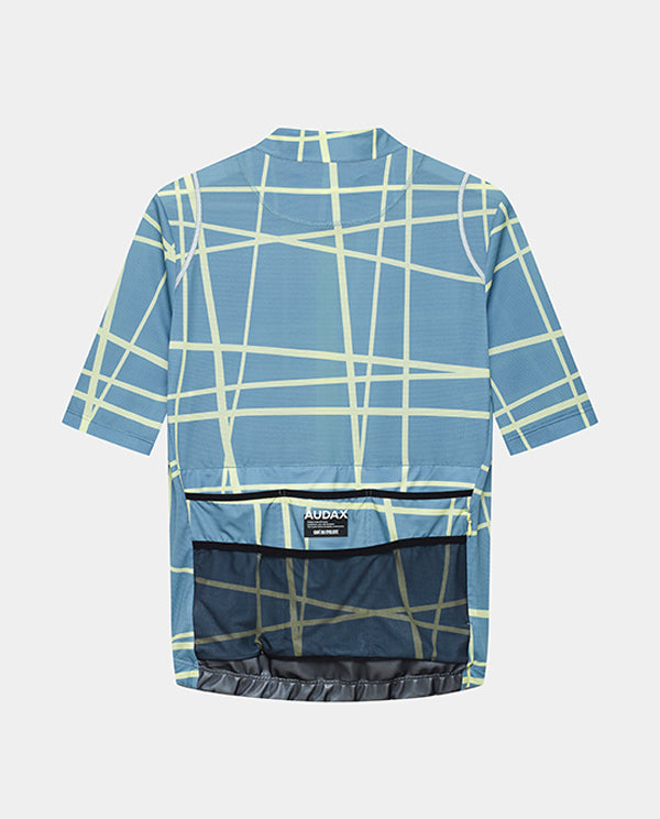 Café du Cycliste 車衣 Audax Mona V2 Superlight Jersey V2 DeepWaterNaplesYellow 男款 湖水藍黃條紋