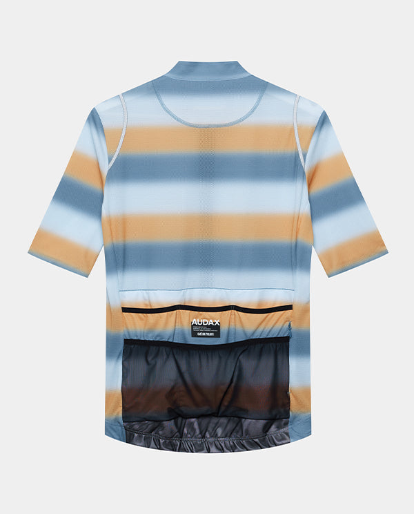 Café du Cycliste 車衣 Audax Mona V2 Superlight Jersey V2 DeepWater Sunflower 男款 湖水藍橘條紋