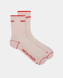 Café du Cycliste 車襪 Motto Summer Socks Red on Rosa 輕量車襪 粉