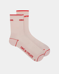 Café du Cycliste 車襪 Motto Summer Socks Red on Rosa 輕量車襪 粉