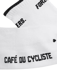Café du Cycliste 車襪 Motto Summer Socks Black on White 輕量車襪 白
