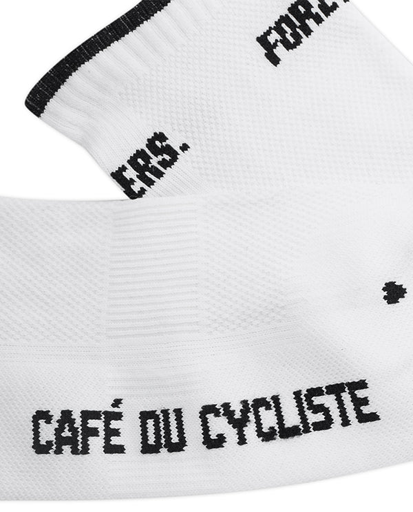 Café du Cycliste 車襪 Motto Summer Socks Black on White 輕量車襪 白