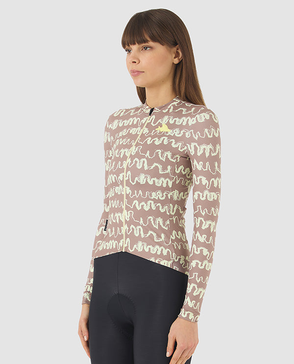 Café du Cycliste 車衣 Constance LS Jersey OysterGreyNaplesYellow 長袖 女款 黃棕塗鴉