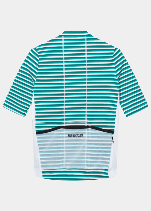Café du Cycliste 車衣 Romy Midweight Jersey White Dark Sea 男款 綠白紋