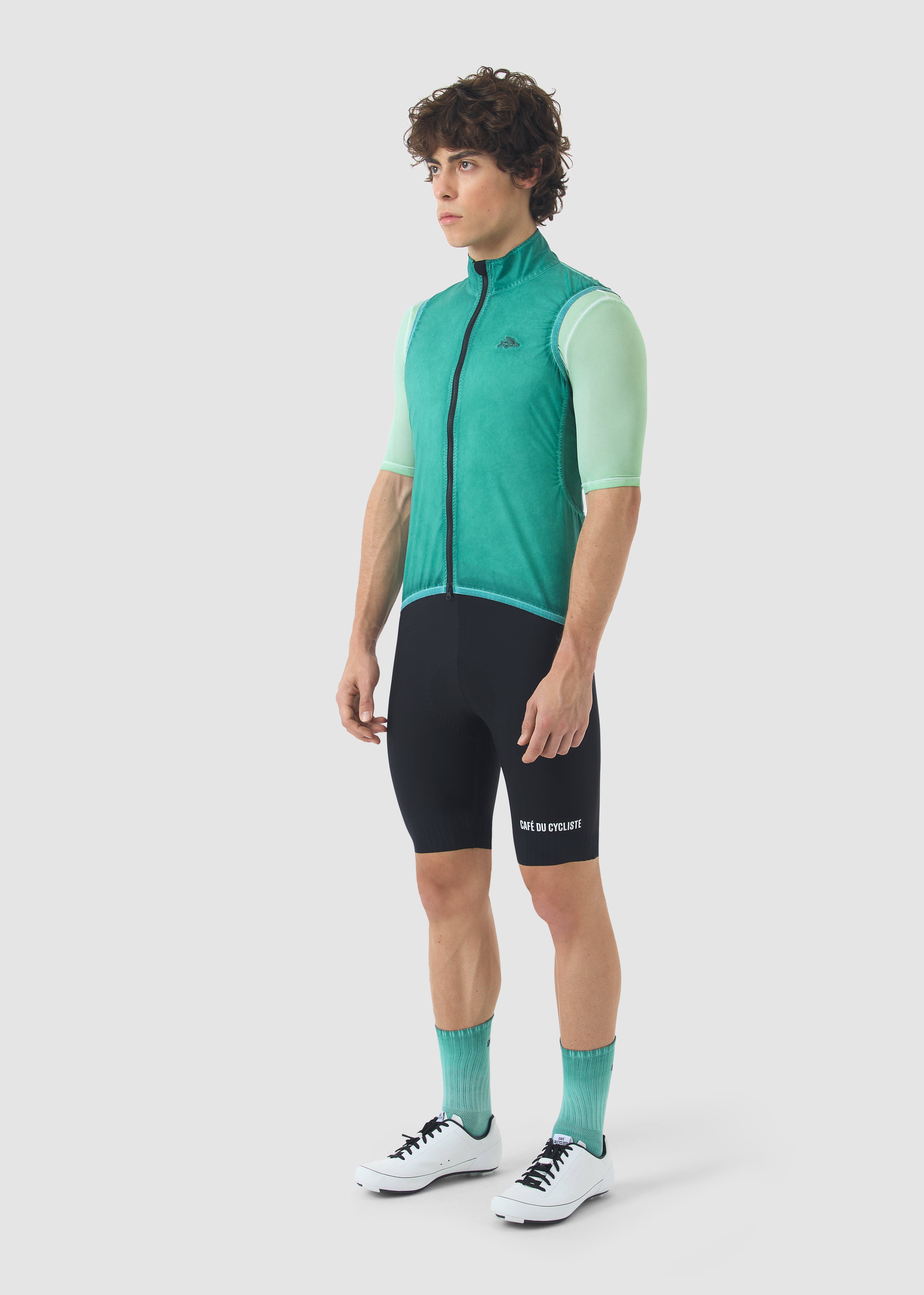 Café du Cycliste 防風背心 Edith Windproof Gilet Cold Dye Dark Sea 男款 冷染綠