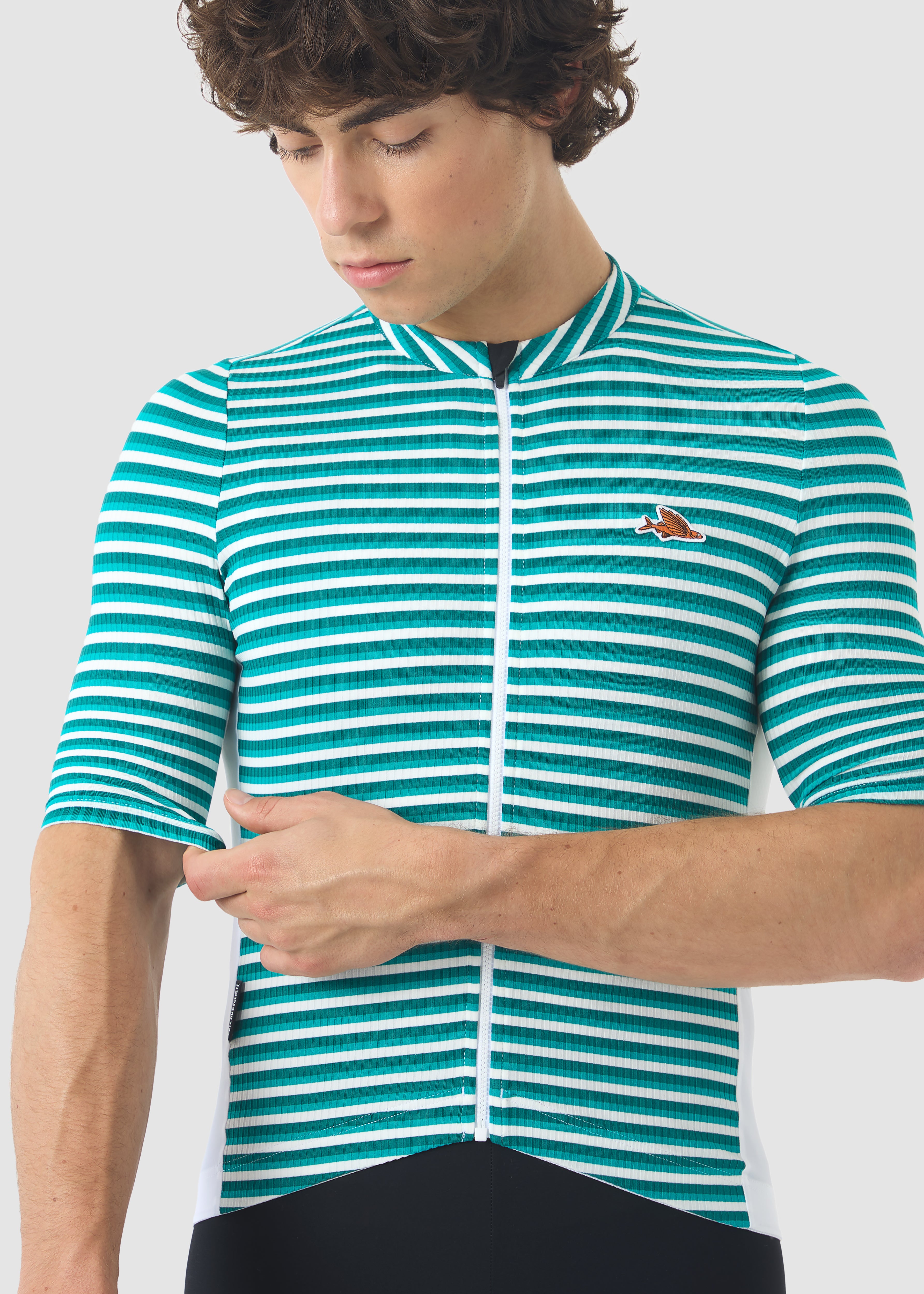 Café du Cycliste 車衣 Romy Midweight Jersey White Dark Sea 男款 綠白紋