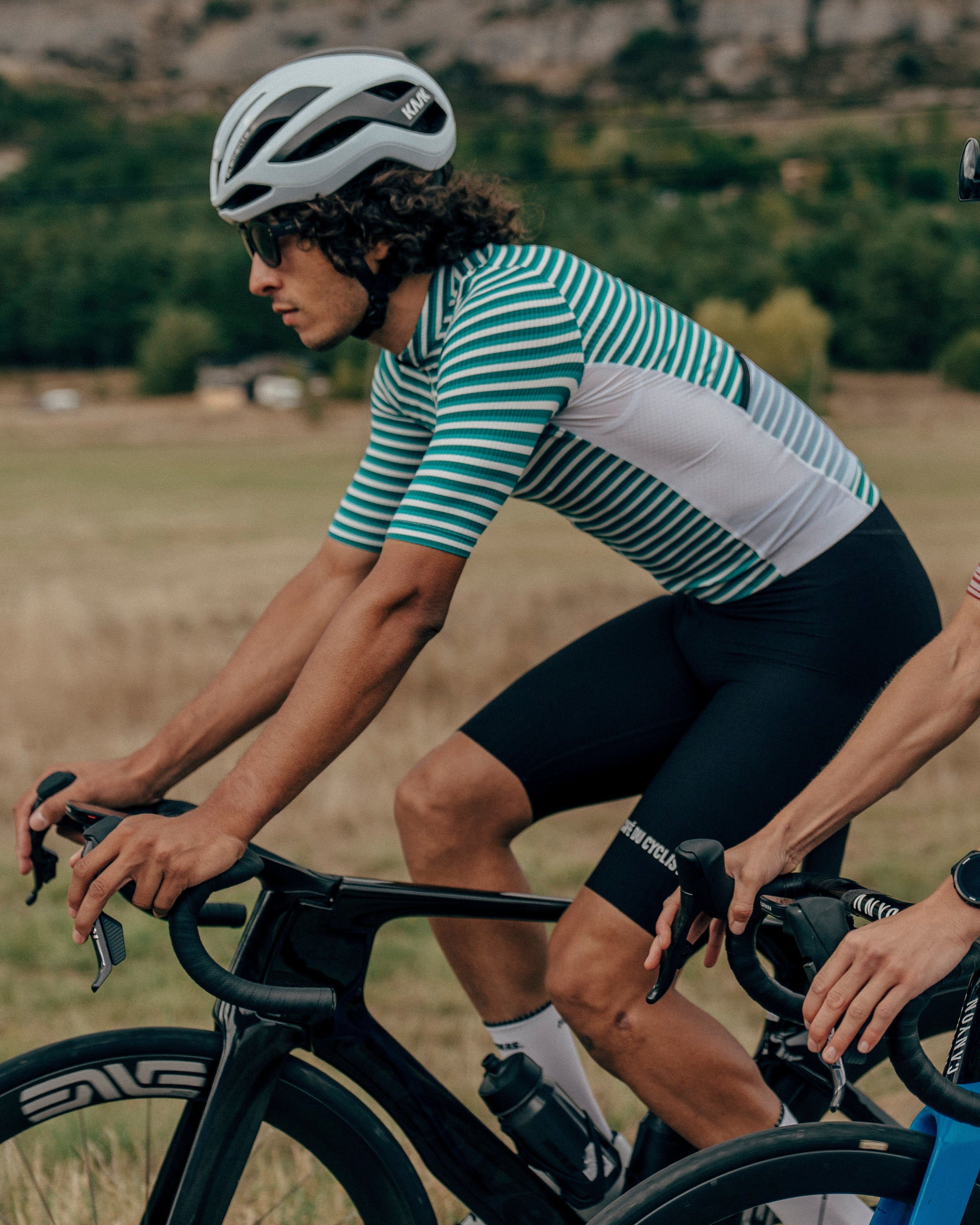 Café du Cycliste 車衣 Romy Midweight Jersey White Dark Sea 男款 綠白紋