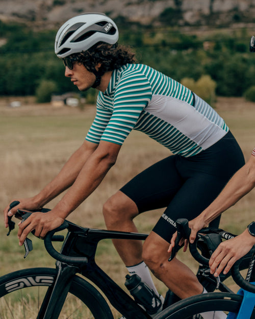 Café du Cycliste 車衣 Romy Midweight Jersey White Dark Sea 男款 綠白紋