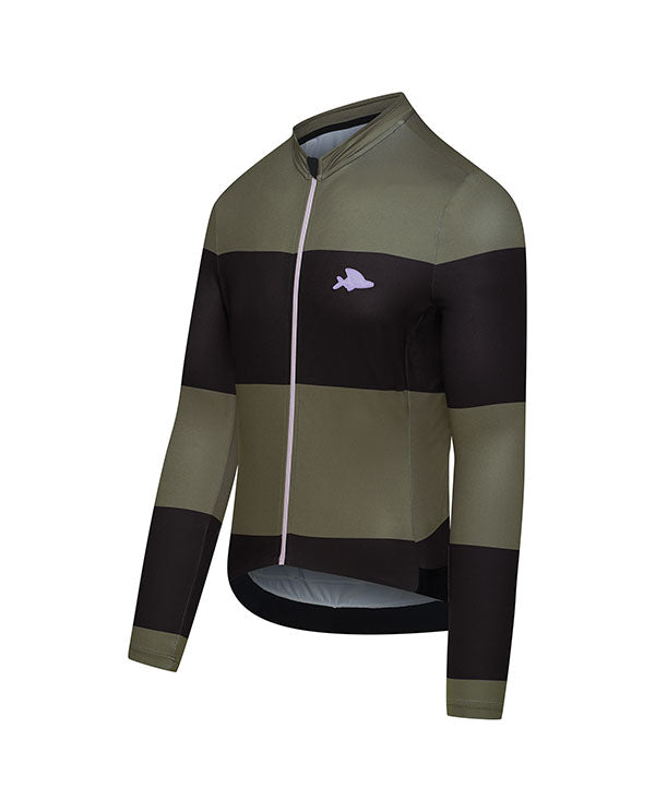 Café du Cycliste 車衣 Constance LS Jersey Black/Avocado 長袖 男款 黑綠條紋