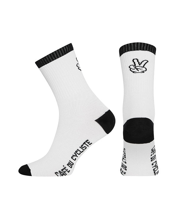 Café du Cycliste 車襪 Motto Socks White 混羊毛襪 白