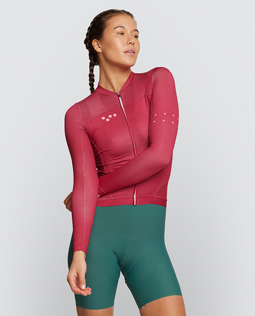 Pedla 薄長袖車衣 BOLD Essential Air LS Jersey Rasberry 女款 覆盆莓紅