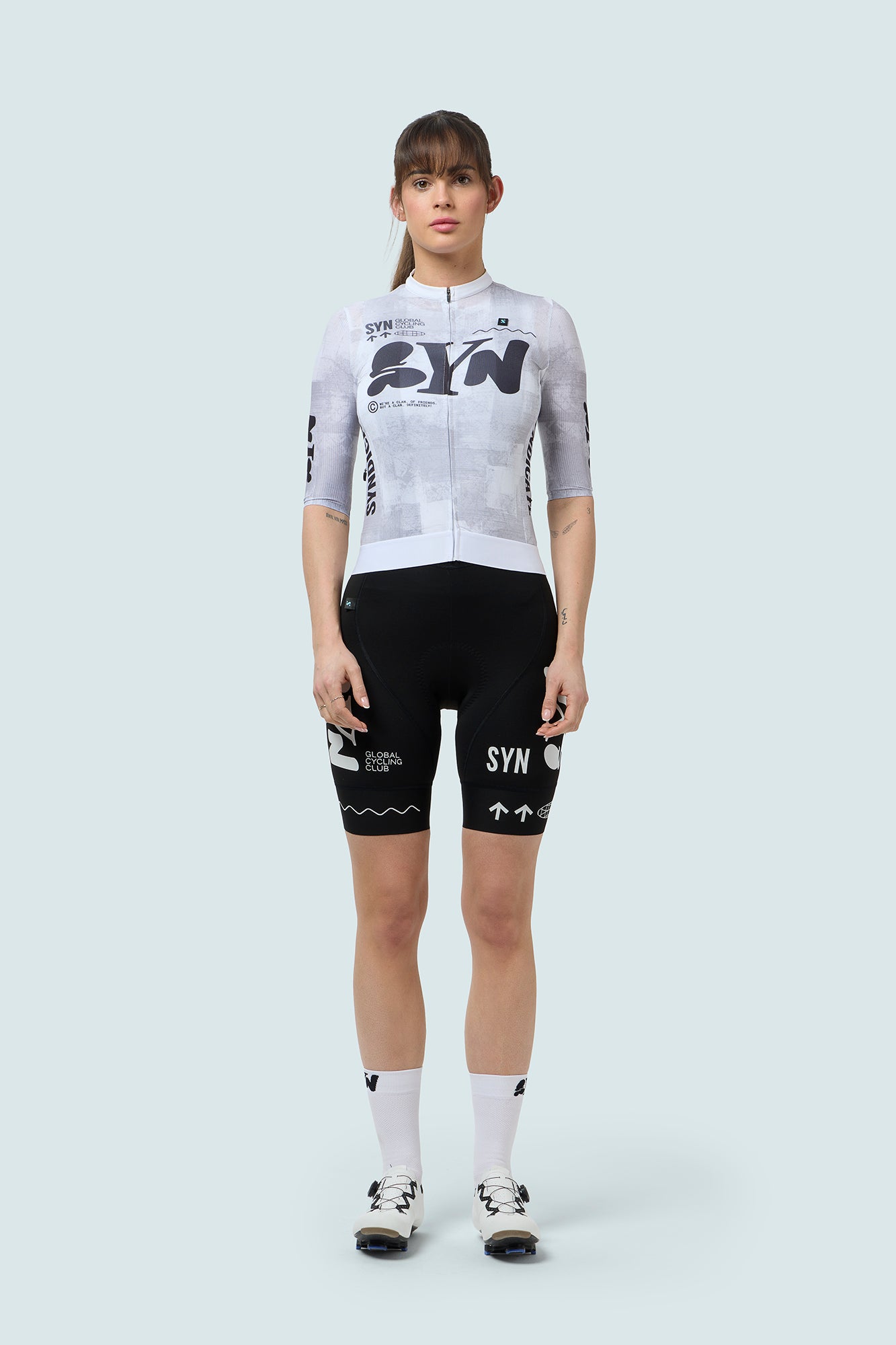 SYN 車衣 Pro Team Jersey White 女款 塊狀刷灰白