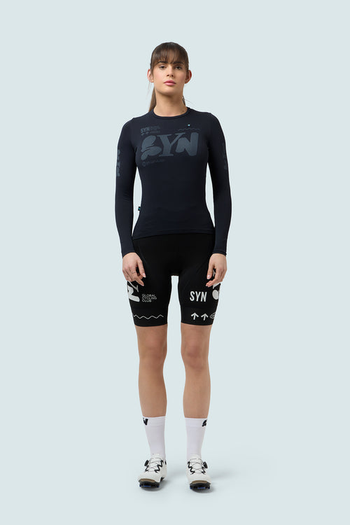 SYN 無拉鍊車衣 Pro Team Gravity Jersey Black 女款 黑