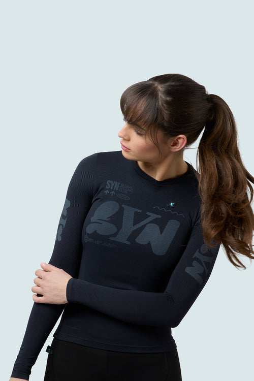 SYN 無拉鍊車衣 Pro Team Gravity Jersey Black 女款 黑