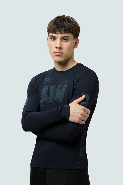 SYN 無拉鍊車衣 Pro Team Gravity Jersey Black 男款 黑
