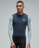 Givelo 薄長袖車衣Jersey LS Modern Classic Franch Navy 藍 男女共版