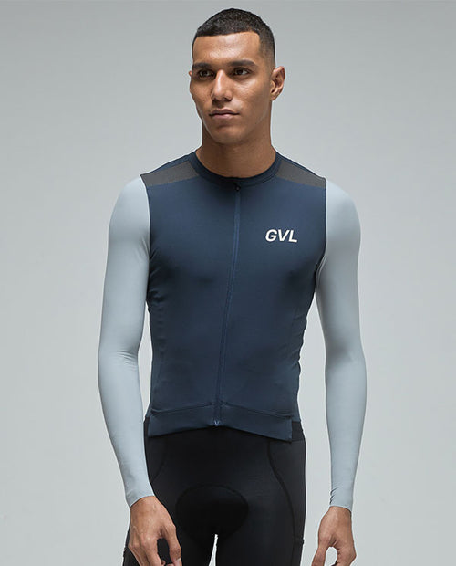 Givelo 薄長袖車衣Jersey LS Modern Classic Franch Navy 藍 男女共版