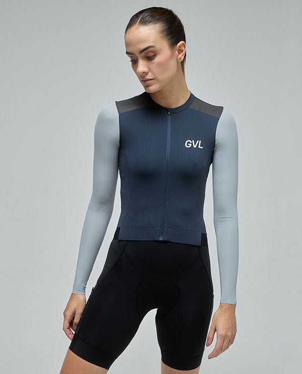 Givelo 薄長袖車衣Jersey LS Modern Classic Franch Navy 藍 男女共版