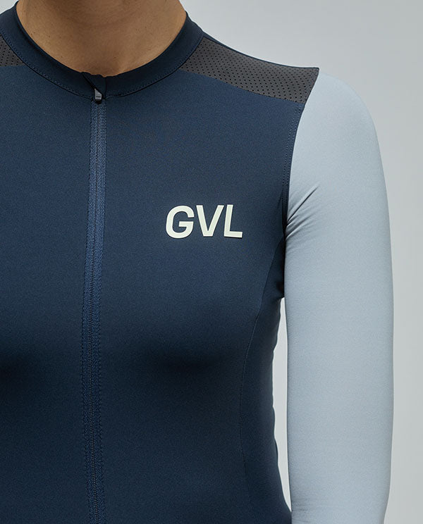Givelo 薄長袖車衣Jersey LS Modern Classic Franch Navy 藍 男女共版