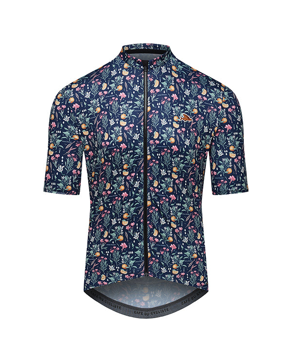 Café du Cycliste 車衣 Fleurette V2 Lightweight Jersey Orange Blossom Navy 男款 橙花藍