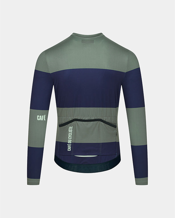Café du Cycliste 車衣 Constance LS Jersey Navy Scots Pine 長袖 男款 藍綠條紋