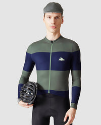 Café du Cycliste 車衣 Constance LS Jersey Navy Scots Pine 長袖 男款 藍綠條紋