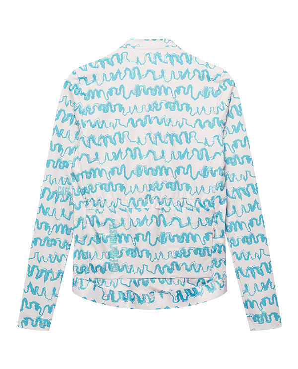 Café du Cycliste 車衣 Constance LS Jersey PearlGreyDeepWater 長袖 男款 水藍塗鴉