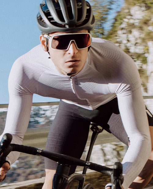 Q36.5 薄長袖車衣Gregarius Hybrid Light Aeroflow LS Jersey Ice Grey 男款 白灰