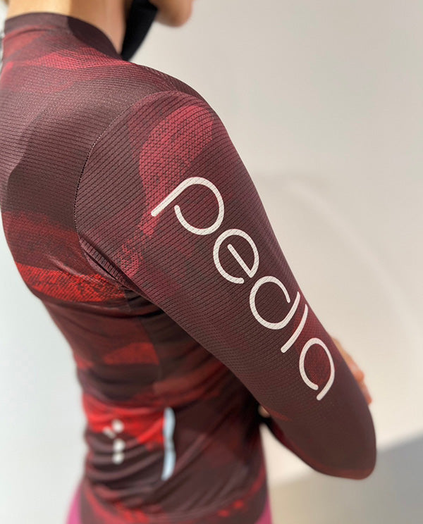 Pedla 薄長袖車衣NatureCAMO LS Training Jersey Deep Red女款 暗紅