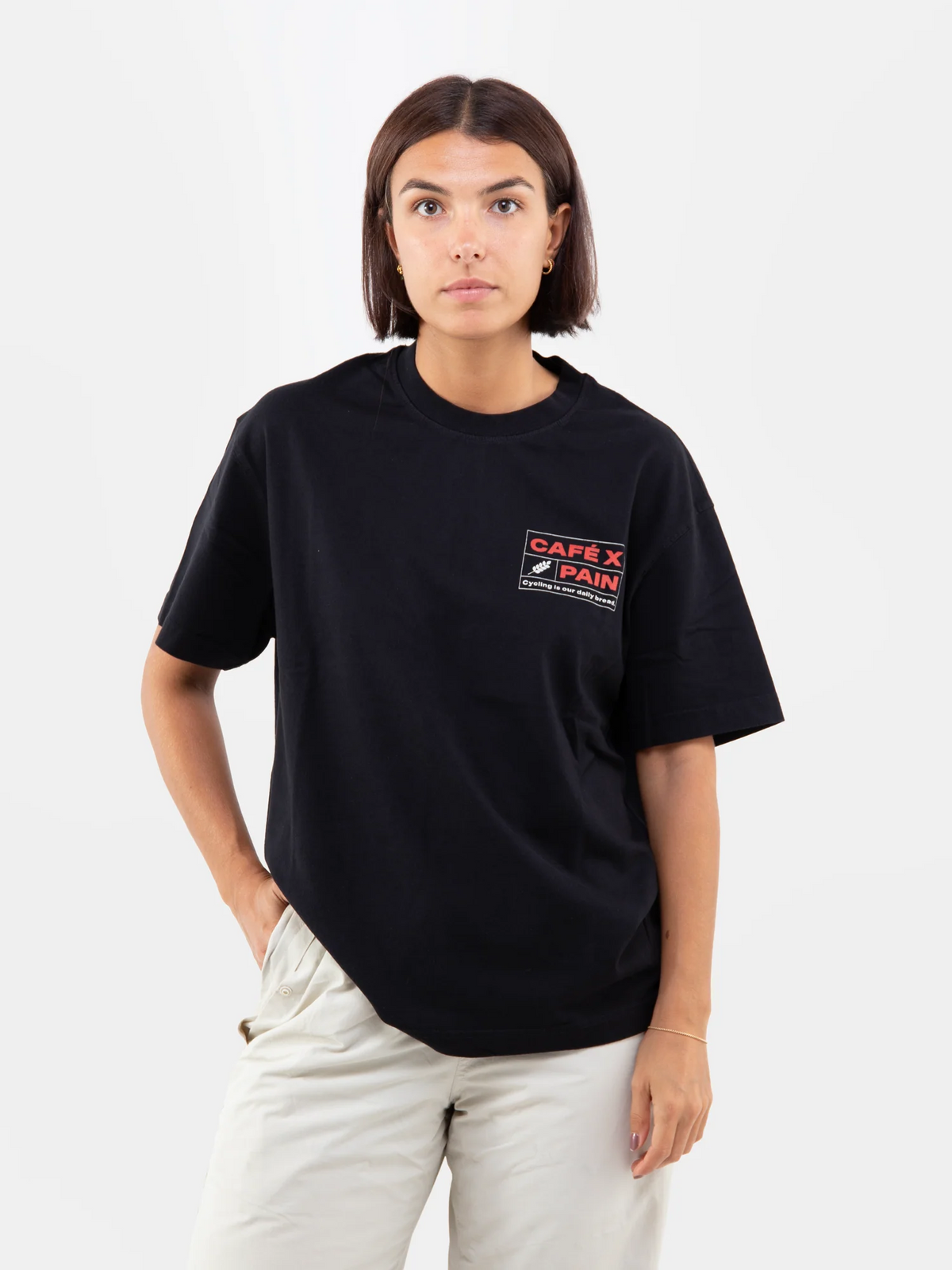 Café du Cycliste T-Shirt Chiara PAIN Bread 黑