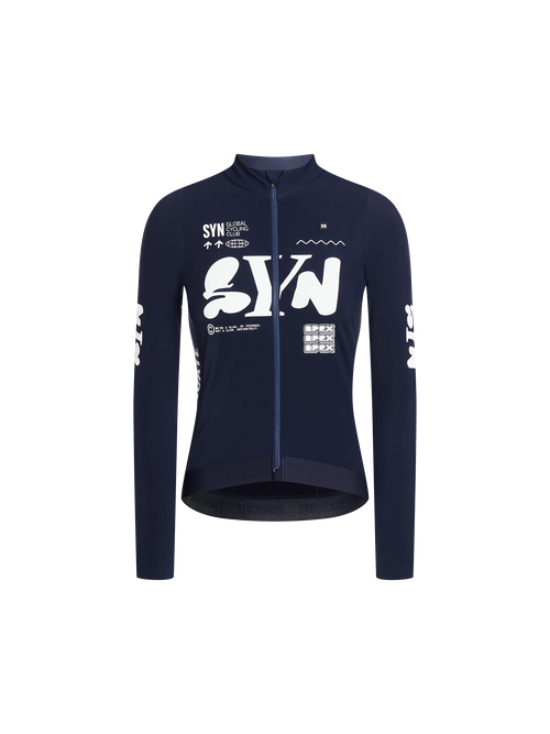 SYN 保暖長袖車衣Pro Team APEX Thermal LS Jersey 2.0 Dark Blue 女款 藍
