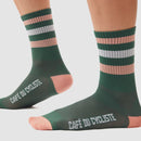 Café du Cycliste 車襪 Cycling Socks Skate Stripes Grey Pink on Scots Pine 松綠粉條紋