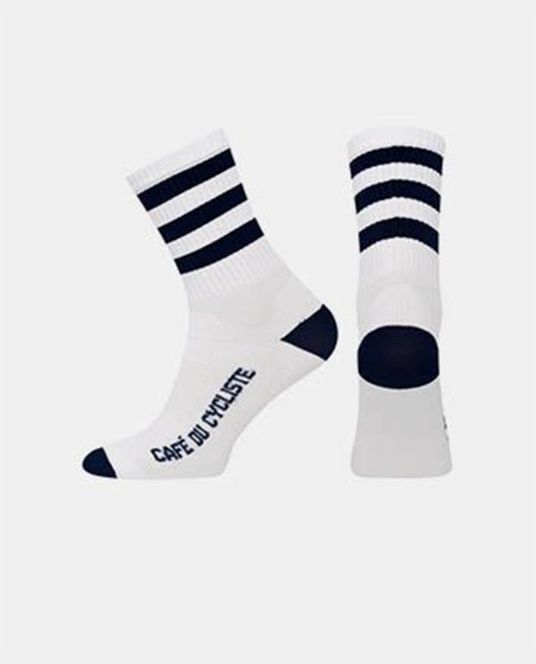 Café du Cycliste 車襪 Cycling Socks Skate Stripes Navy on White 白底深藍條紋