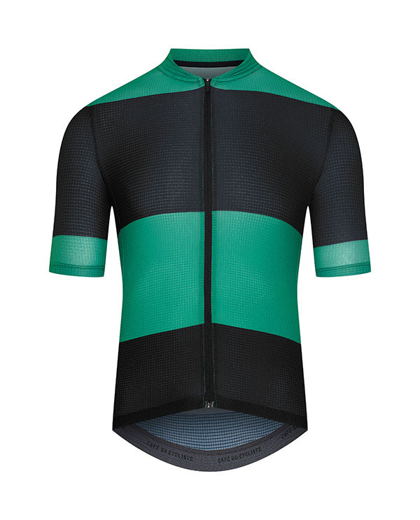 Café du Cycliste 涼感車衣 Angeline Ultralight Jersey Black & Green 短袖 男 黑/綠