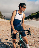 Café du Cycliste 車衣Beatrice Navy White無袖 男-飛魚藍白