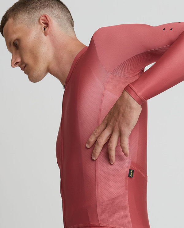 Pedla 薄長袖車衣 Ess-Classic LS Jersey-Mineral Red 男-玫瑰粉