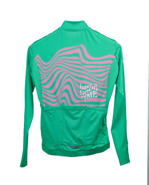 Kniel 薄長袖車衣Enjoy Green LS-綠 (男女共版)