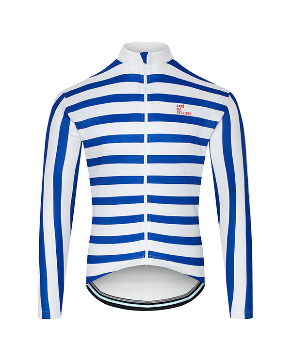 Café du Cycliste 車衣Claudette Lazuli-White長袖 男-藍白條紋